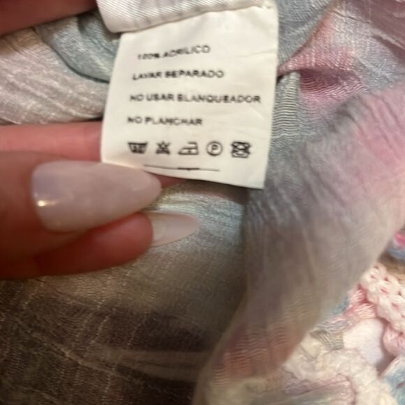 Rima Pastel Tie Dye Women's Multicolor Crochet Top\Swimsuit Cover Boho Festival - Picture 6 of 8